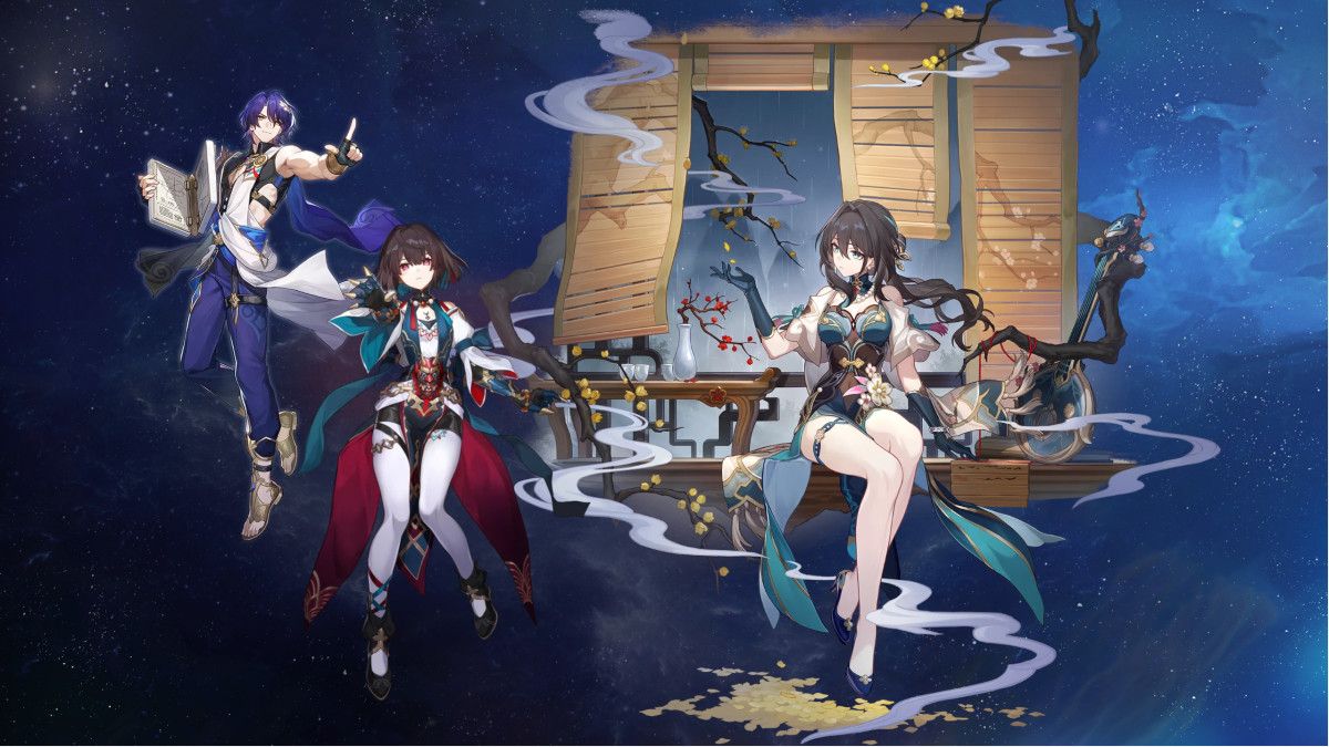 Honkai: Star Rail artwork of Dr. Ratio, Xueyi, and Ruan Mei.